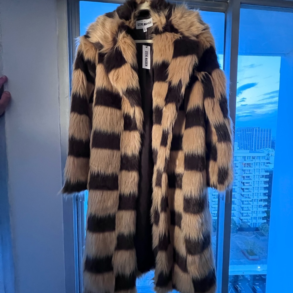 Steve Madden Women's Teddy Jacket - Black and Tan